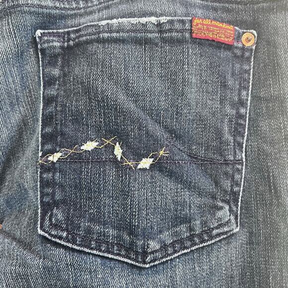 7 For All Mankind Y2K Womens Straight Leg Bootcut Mid Rise Jean Blue Denim 31x34 - Picture 3 of 9